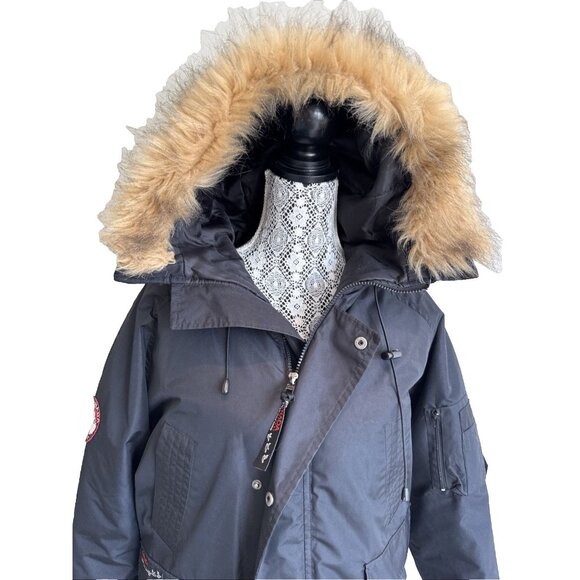 Canada Goose Parka Jacket Women's Small Bomber Hood Down Full Zip Chilliwack - Picture 6 of 16